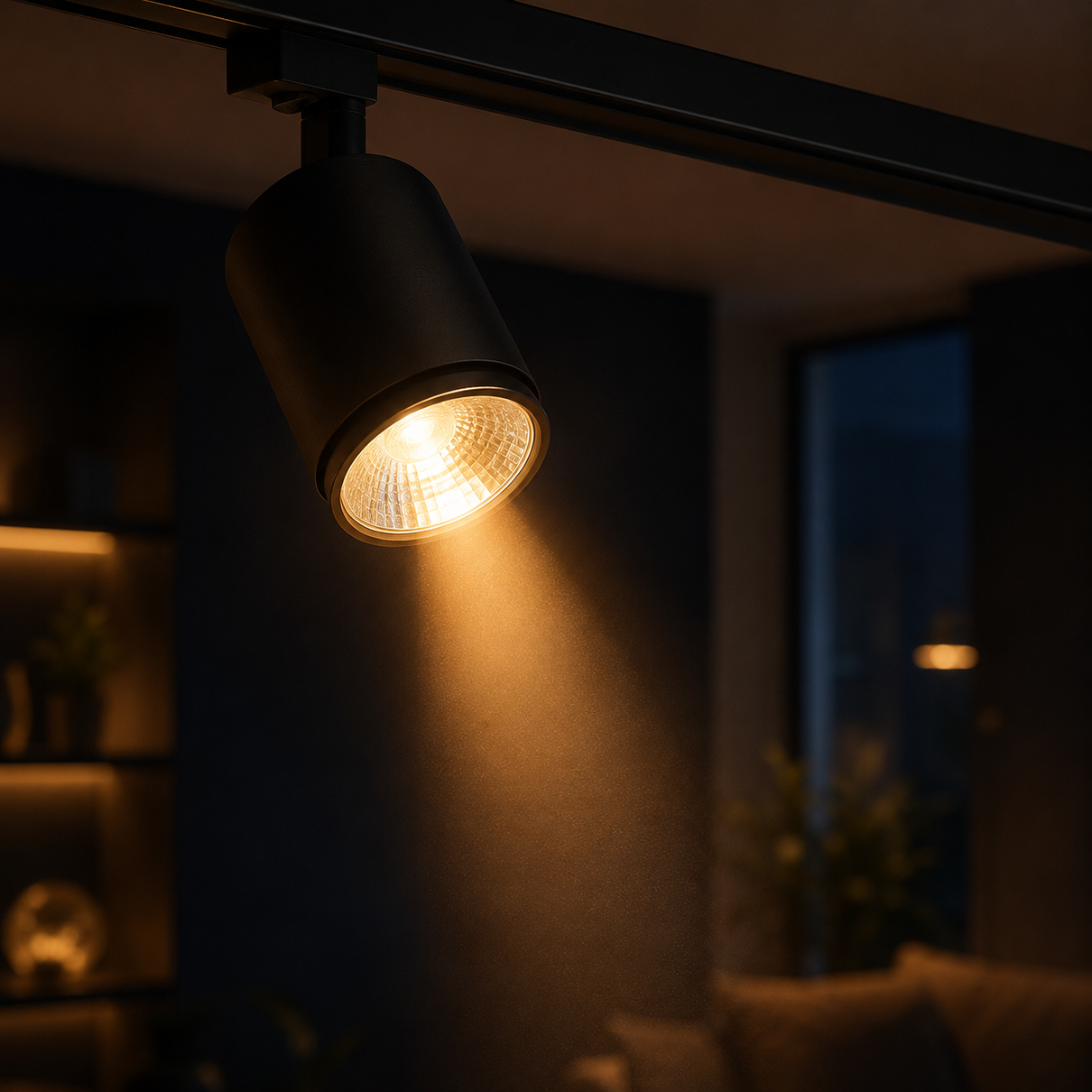 Facho de luz direcionada da l&acirc;mpada PAR20 destacando ambiente