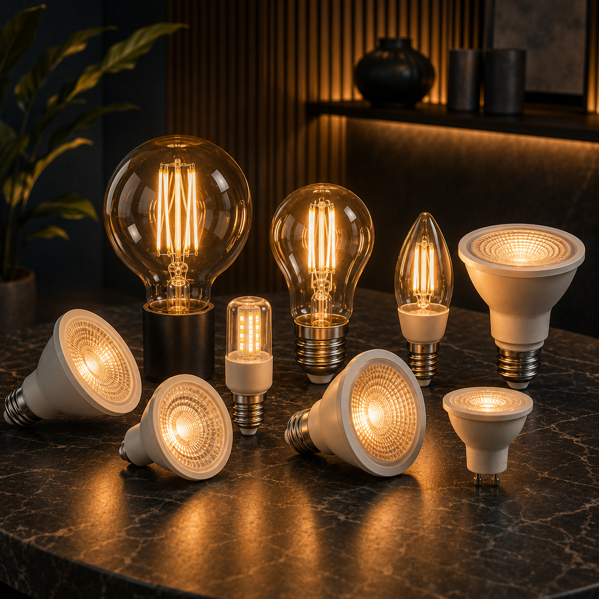 Variedade de l&acirc;mpadas LED do portf&oacute;lio EvoLED